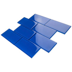 Premium Quality  Blue 3x6 Glass Subway Wall Tile for Bathroom Walls, Kitchen Backsplashes by Tenedos