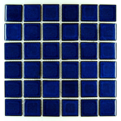 Premium Quality Cobalt Blue Porcelain Square Mosaic Tile Shiny Look 2x2 Inch