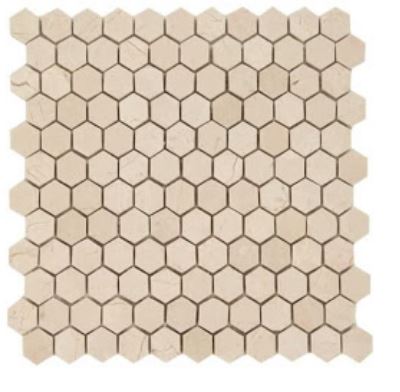 Crema Marfil Marble 1" Hexagon Mosaic Tile (Honed) - Tenedos