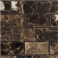 Spanish Dark Emperador Marble 1x2 Polish Brick Pattern