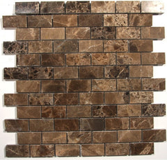 Spanish Dark Emperador Marble 1x2 Polish Brick Pattern