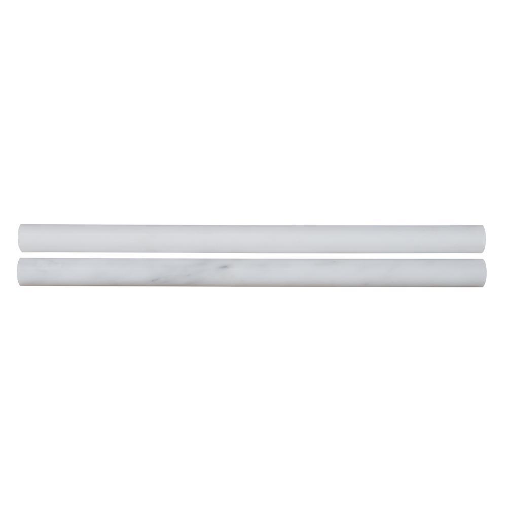 MS International Greecian White 3/4 in. x 12 in. Polished Marble Pencil Molding Wall Tile