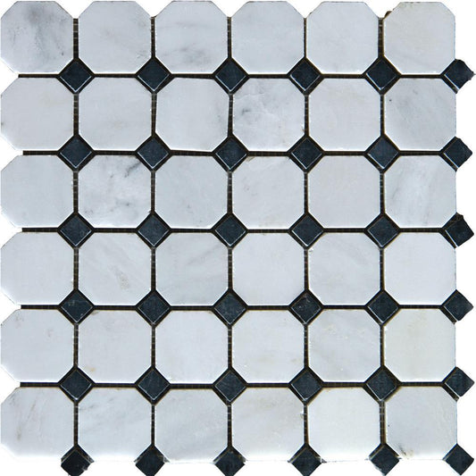 MS International Greecian White Honed 12 in. x 12 in. x 10 mm Marble Mesh-Mounted Mosaic Tile