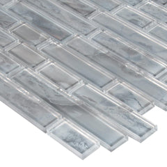 MS International Silver Canvas Interlocking Glass Mosaic Tile (10 sq. ft. / case)