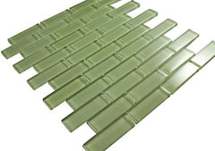 Glossy Lake Green Brick Glass Mosaic Tiles for Bathroom and Kitchen Walls Kitchen Backsplashes