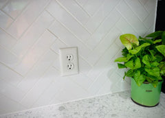 White Subway Wall Tile Gloss Finish 2x8 (60 pieces- Box of 6.5 Sqft)  for Kitchen Backsplash, Accent Wall and Bathroom Wall