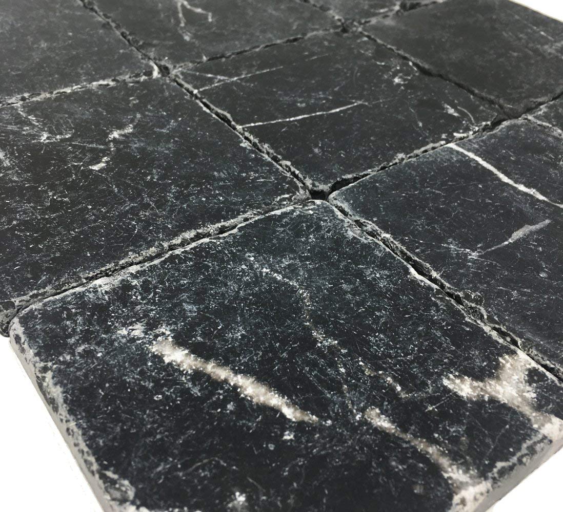 Taurus Black Marble 4" x 4" Tumbled Field Tile - (box of 5 sq. ft.)