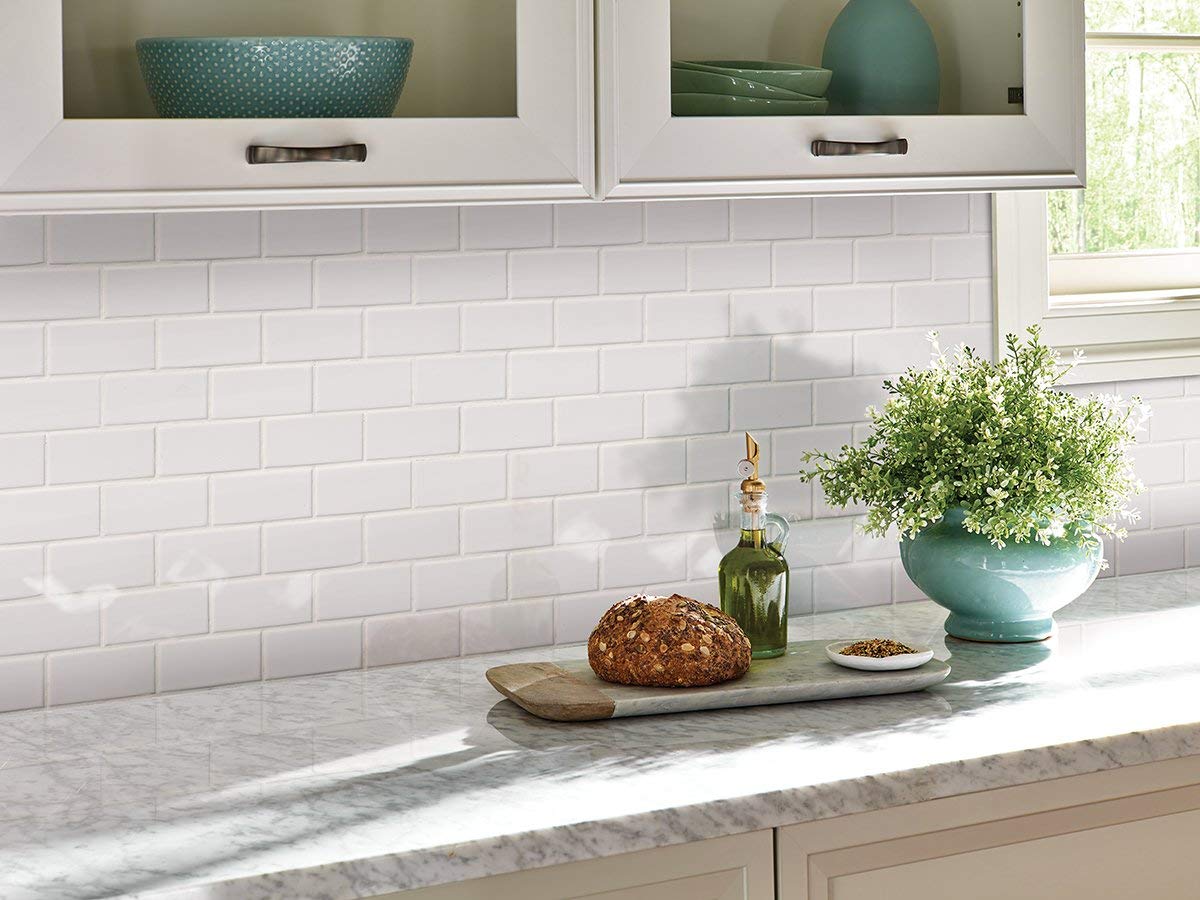 White Tile Ceramic Subway Brick  2" X 4" Matte - Wall Tile, Backsplash Tile, Bathroom Tile on 12x12 Mesh for Easy Installation