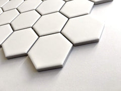 USCT White 2 inch Hexagon Porcelain Mosaic Wall Tile for Kitchen Backsplash, Bathroom Shower, Accent Wall-  10pcs/carton (10 sq ft)