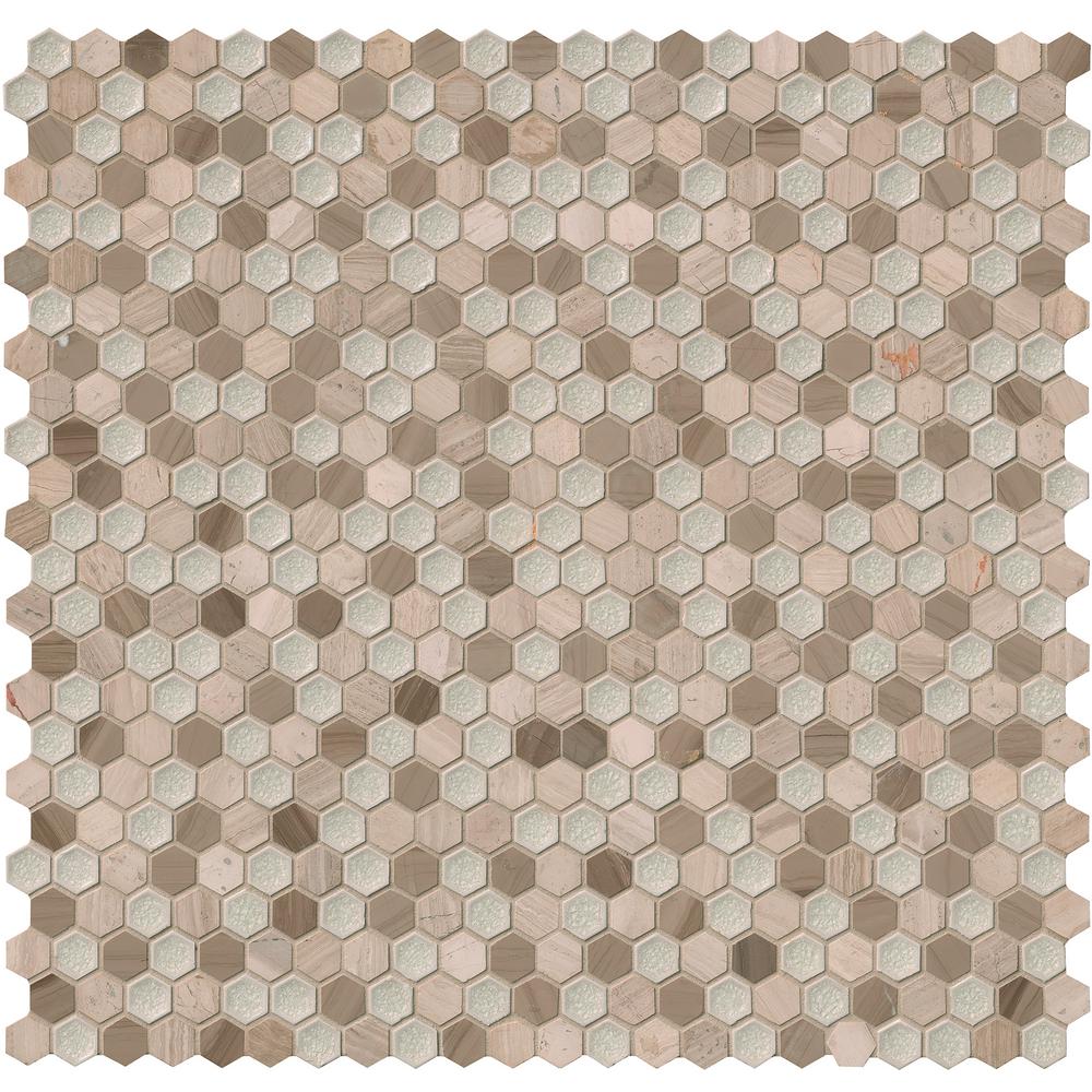 MS International SMOT-SGLSGG-HEXHAM8MM Hexham Blend 1" Hexagon Mosaic Tiles, 8mm