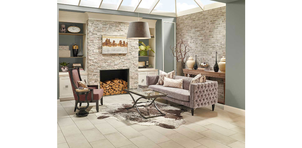 Silver Travertine Splitface Stacked Ledger Wall Panel 6 in. x 24 in. Natural Marble Wall Tile for Accent Walls Kitchen Backsplash Fireplace