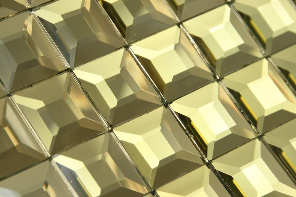 Golden Pyramid - 1"x1" Golden Pyramid Glass Tile - Tenedos