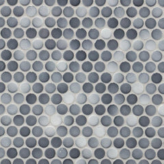 Mix Dark Gray Penny Round Porcelain Mosaic (Box of 15 Sheets), Floor and Wall Tile, Backsplash Tile, Bathroom Tile on Mesh for Easy Installation