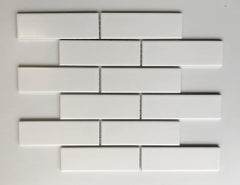 2" X 6"  White Porcelain Brick Mosaic Tile - Matte Finish , Wall Tile, Backsplash Tile, Bathroom Tile (Box of 15 Sheets)