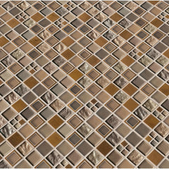 MSI Manhattan Mounted Blend Random Sized Brownish Glass and Metal Mesh Glossy Mosaic Wall Tile