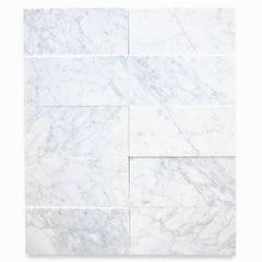 Tenedos Carrara (Carrera) Bianco Honed 6x12 Subway Marble Tile (2 Pieces)