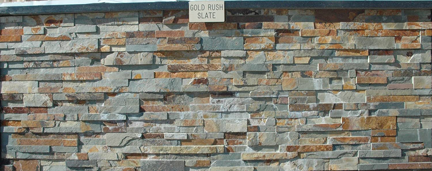 Gold Rush Ledger Slate Panel 6 in. x 24 in. Natural Marble Wall Tile for Accent Walls Kitchen Backsplash Fireplace