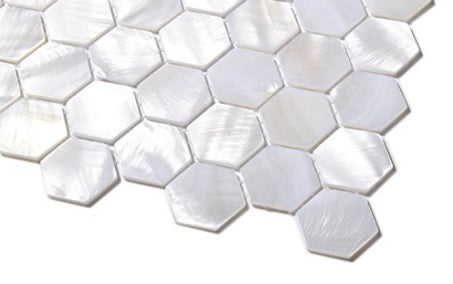 Mother of Pearl Hexagon Seashell Mosaic Tile for Kitchen Backsplashes, Bathroom Walls, Spas, Pools by Vogue Tile