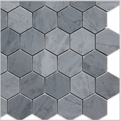 Bardiglio Hexagon (honeycomb)  2" Marble Mosaic Tile - Tenedos