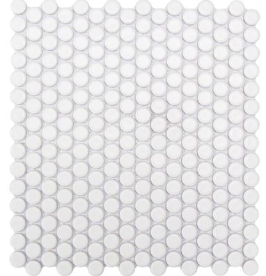 Penny Round Tile Arctic White Porcelain Mosaic Floor Wall Tile backsplash Matte Look for Bathroom Shower, Kitchen, Accent Decor, Fireplace