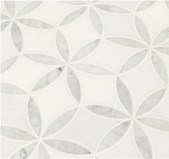 La Fleur Bianco Dolomite with Carrara Floral Marble Polished Pattern for Floor and Wall Tile, Kitchen Backsplash, Accent Wall Tile - 5 Sheet Pack Set(3.1 Sq.ft)