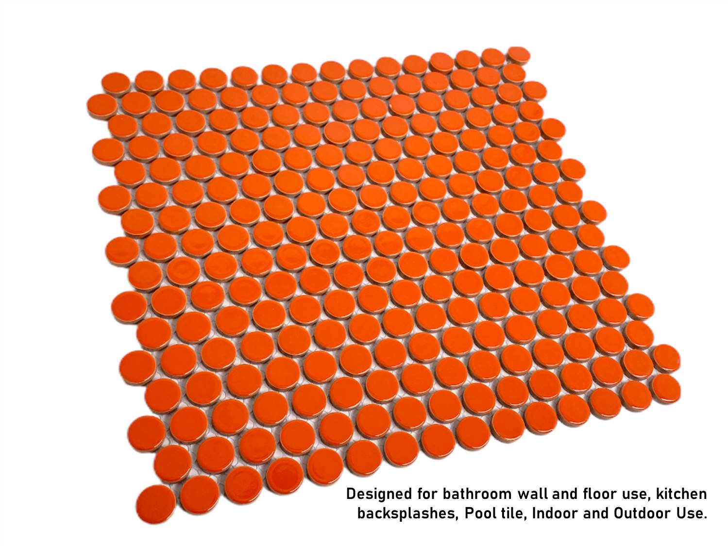 Penny Round Orange Porcelain Mosaic Floor and Wall Tile, Backsplash Kitchen, Bathroom Shower on 12x12 Mesh for Easy Installation By Vogue Tile