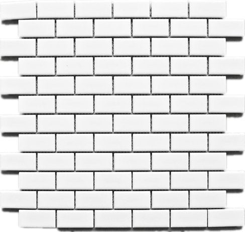 White 1x2 Brick Porcelain Matte Finish Mosaic Wall Tile  for Kitchen Backsplash, Bathroom Shower, Accent decor