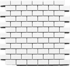 White 1x2 Brick Porcelain Matte Finish Mosaic Wall Tile  for Kitchen Backsplash, Bathroom Shower, Accent decor