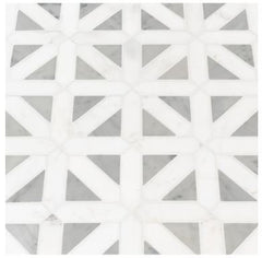 Bianco Dolomite Geometrica 12 in. x 12 in. x 10 mm Polished Marble Mesh-Mounted Mosaic Tile