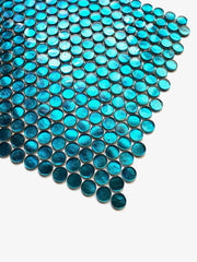 Aqua Aruba Turquoise Shimmer Penny Round Glass Mosaic Wall Tile (Box of 10 Sqft) for Bathroom and Kitchen Walls Kitchen Backsplashes