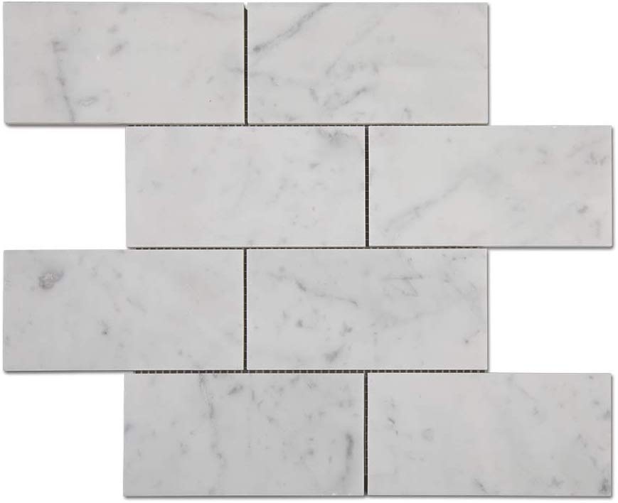 Carrara Marble Italian White Bianco 3x6 Subway Floor and Wall Tile Polished