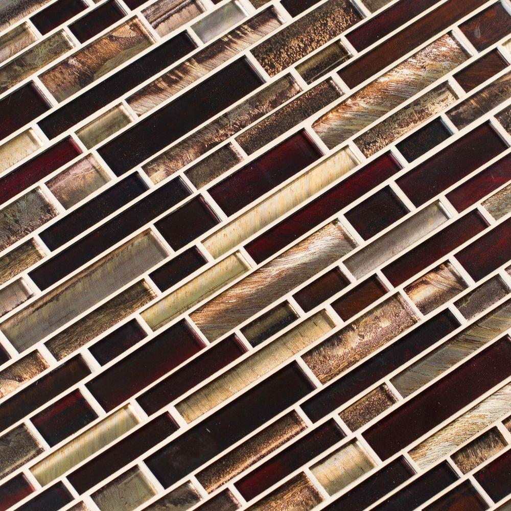 MS International Artista Interlocking 12 in. x 12 in. x 8 mm Glass Mesh-Mounted Mosaic Wall Tile