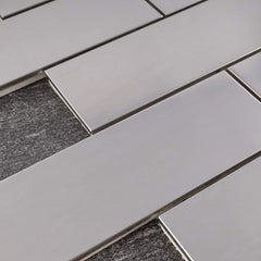 2X6 Stainless Steel Brick Metallic Subway Mosaic Wall Tile for Kitchen Backsplash, Bathroom Shower, Accent Decor