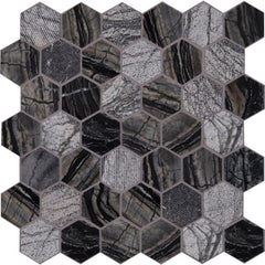 MS International Henley Hexagon 12 in. x 12 in. x 10 mm Natural Marble Mesh-Mounted Mosaic Floor Wall Tile