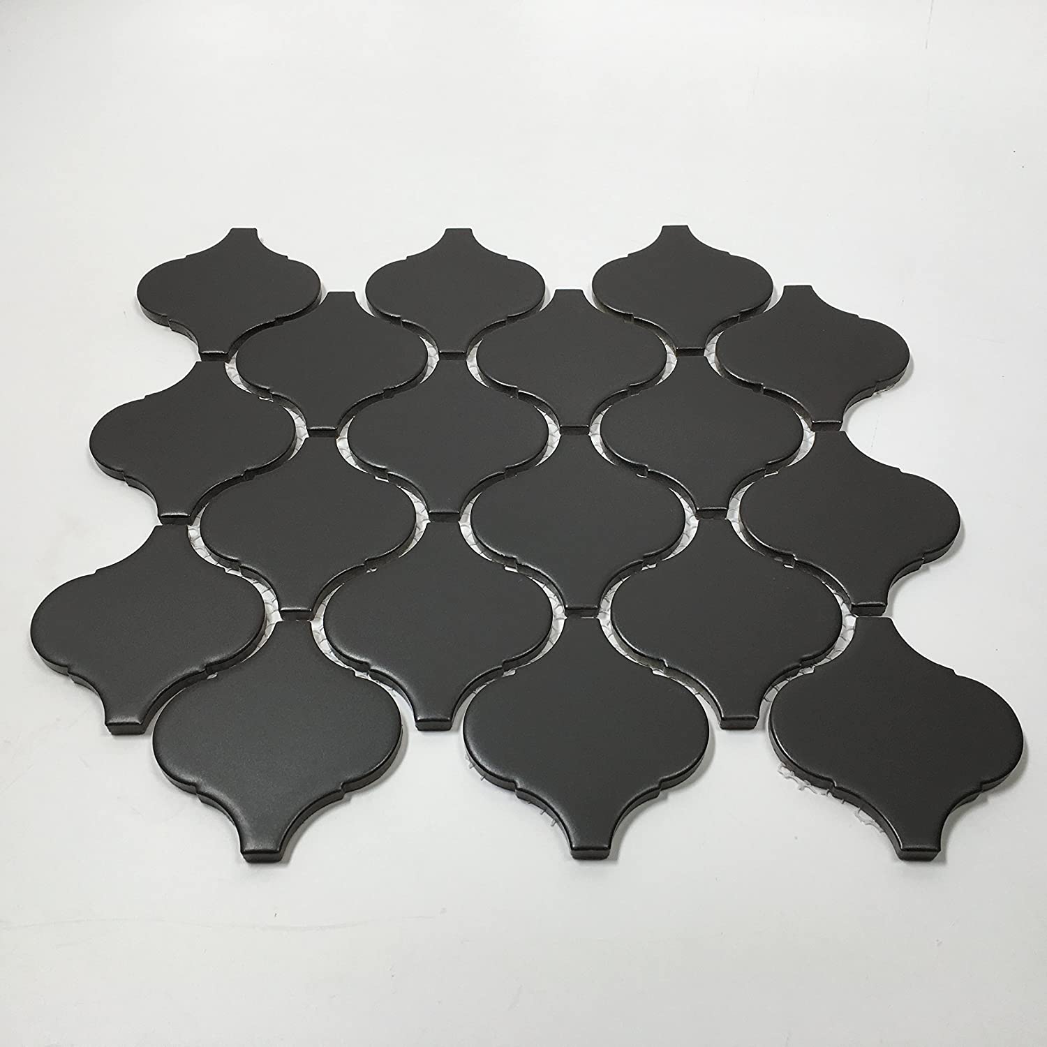 Lantern Black Porcelain Matte Mosaic Wall Floor Tile for Kitchen backsplash, Bathroom Shower, Accent Décor