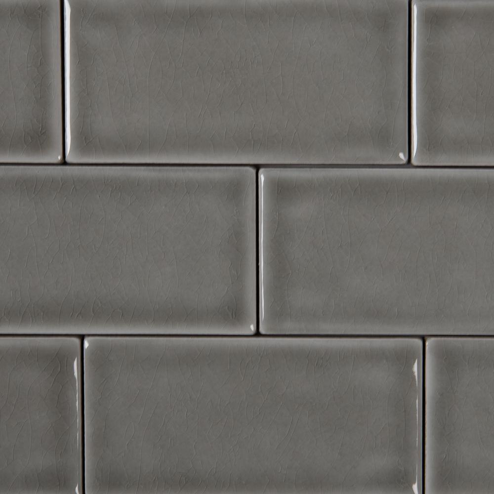 MS International Dove Gray 3X6 Handcrafted Glazed Ceramic Wall Tile