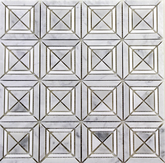White Carrara Matte X Styles Stone Square Marble Mosaic Wall Floor Tiles