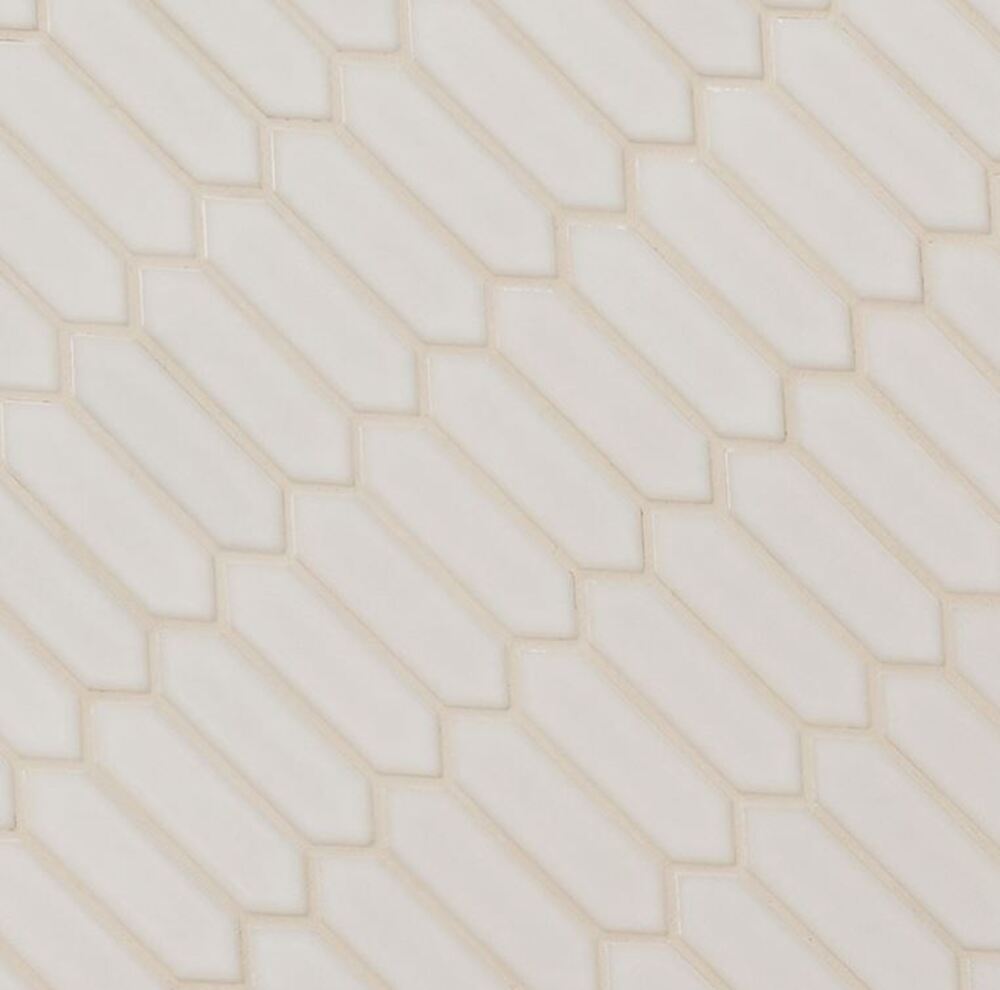 Beige Hues Elongated Hexagon Picket Vintage Look Ceramic Wall Mosaic Tile for Bathroom Shower, Kitchen Backsplashes, Artistic Insets, Accent Wall