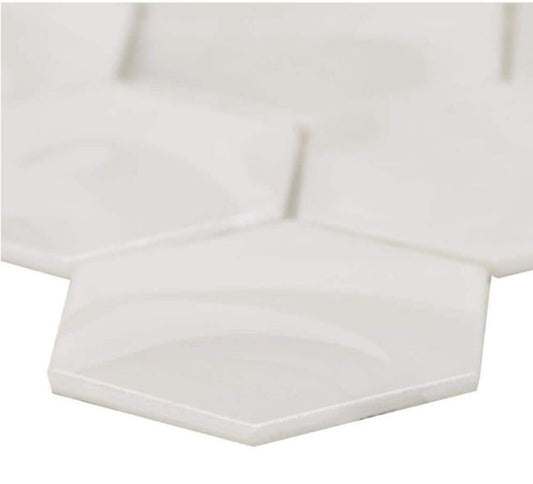 Tenedos Natural Pearl Hexagon 3 in. Glass Mosaic Wall Tile for Kitchen Backsplash, Bathroon Wall, Accent Wall