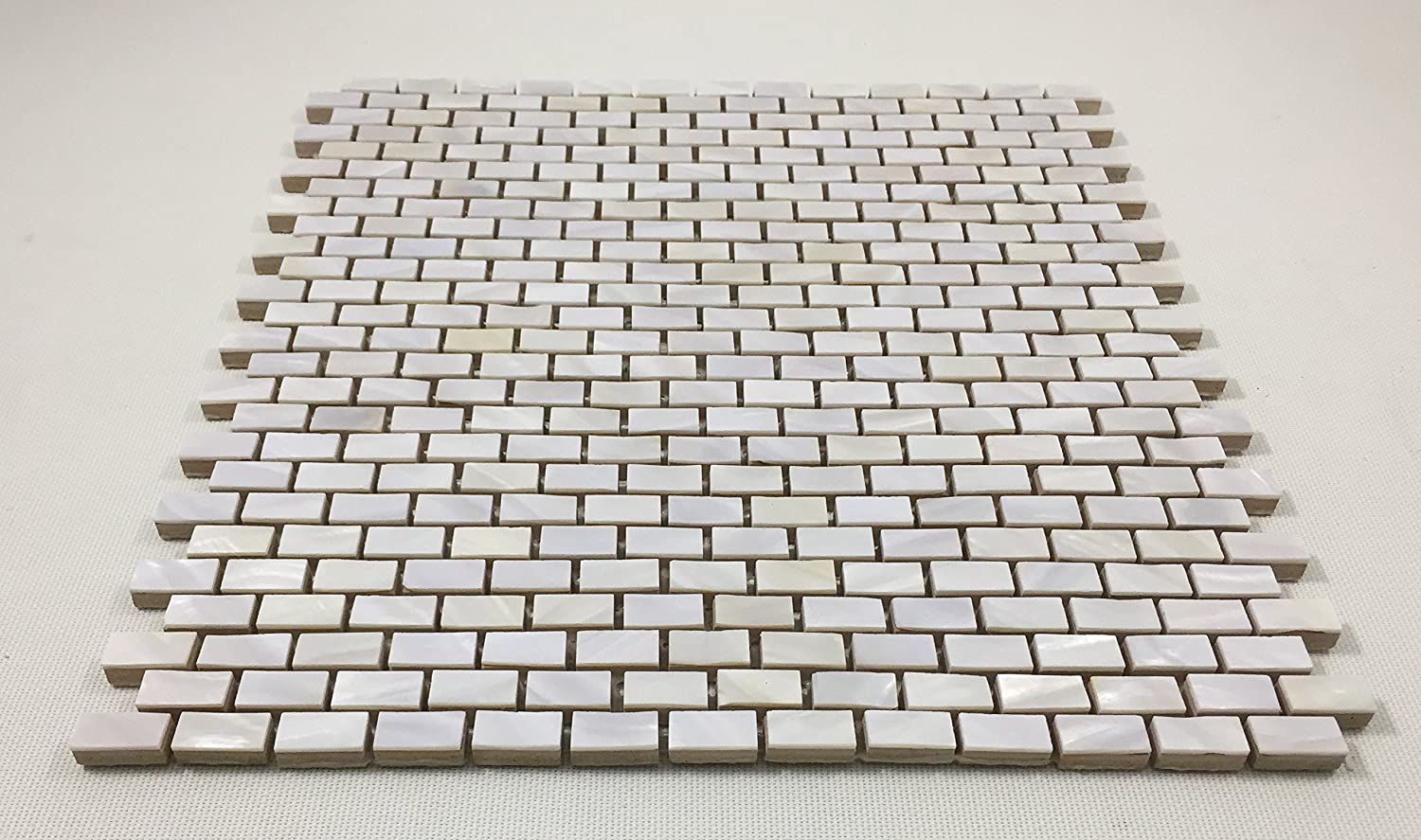 Mother of Pearl Seashell Oyster Mini Brick w/backing Mosaic Floor Wall Tile for Kitchen Backsplash, Bathroom Shower, Fireplace