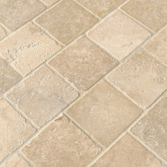 MS International Crema Marfil 4" x 4" Tumbled Marble Floor and Wall Tile