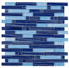 Cobalt Blue Random Pattern Glass Wall Tile