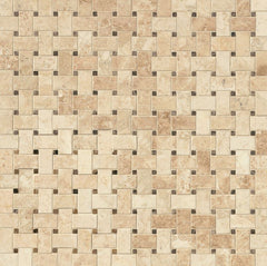 MS International SMOT-CRECAP-BWP Crema Cappuccino Basketweave 12-Inch x 12-Inch x 10mm Polished Marble Mosaic Tile