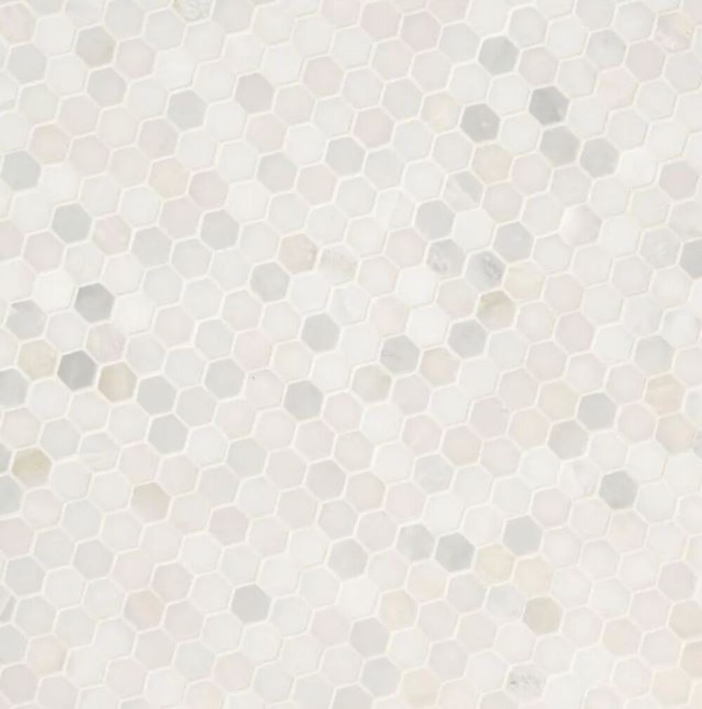 White Creamy Brownish Champagne Hexagon 1 in. Marble Floor Wall Tile Polished for Kitchen Backsplash, Bathroom Shower, Fireplace, Accent decor (Box of 10 Sheets)