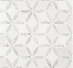 La Fleur Bianco Dolomite with Carrara Floral Marble Polished Pattern for Floor and Wall Tile, Kitchen Backsplash, Accent Wall Tile - 5 Sheet Pack Set(3.1 Sq.ft)