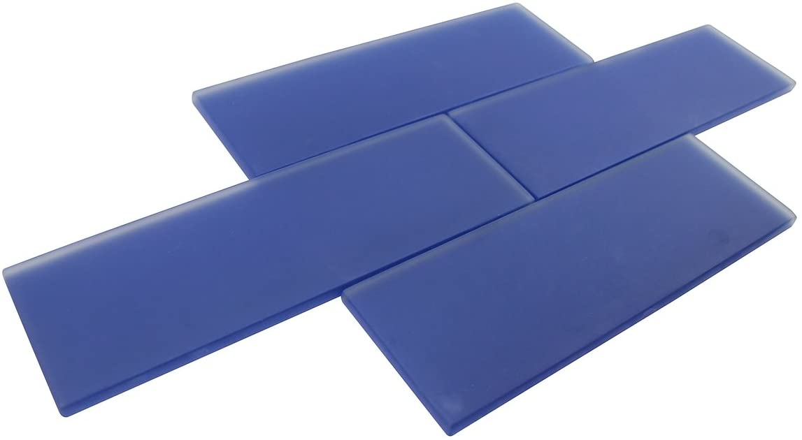 Premium Quality Cobalt Blue Frosted 3x9 Glass Subway Tile for Bathroom Walls, Kitchen Backsplashes by Vogue Tile - Tenedos