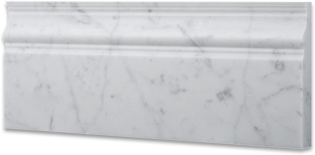 Italian Carrara White Greyish Marble  5x12 Baseboard Floor Wall Tile