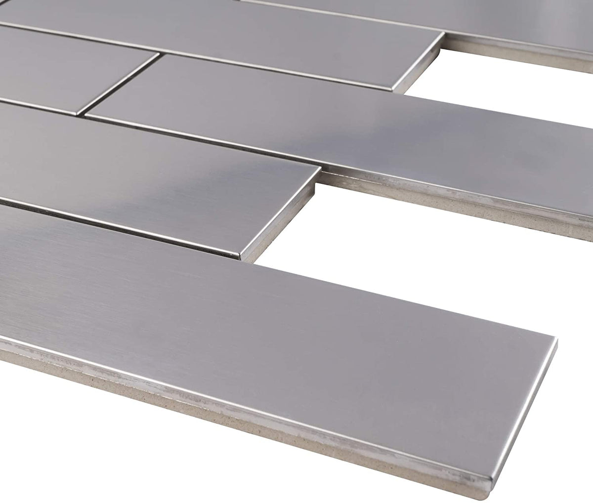 Tenedos 2x6 Stainless Steel Brick Metallic Subway Mosaic Wall Tile, Decor