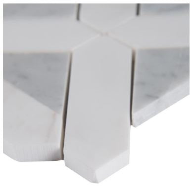 Bianco Dolomite Geometrica 12 in. x 12 in. x 10 mm Polished Marble Mesh-Mounted Mosaic Tile