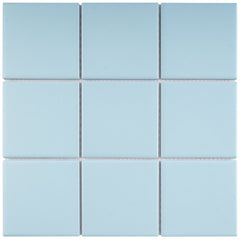 Porcelain 3-3/4 in. x 3-3/4 in. Matte Mesh-Mounted Mosaic for Backsplah, Bathroom Floor & Wall Tiles (11 pcs/case) (Soft Cloud Blue)